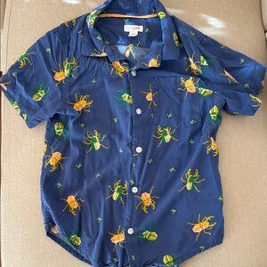 Cat & Jack Blue Bug Print Kids Button Down Shirt